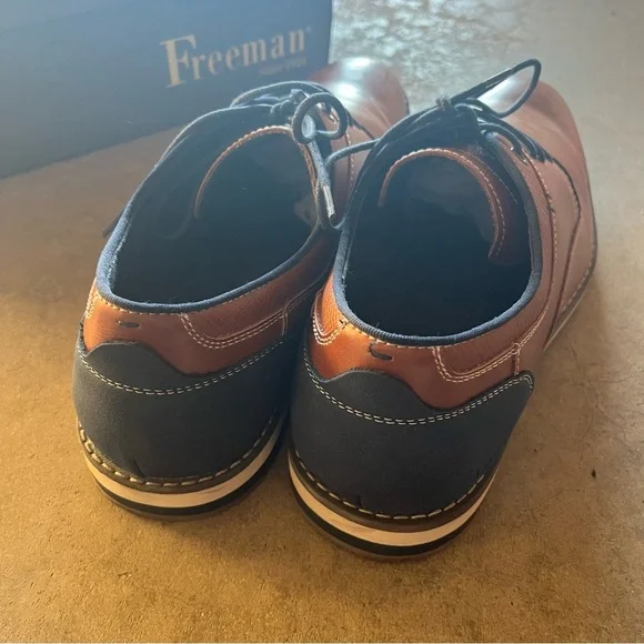 Freeman Morgan Memory Foam Men's Oxford Dress Shoes Brown Blue Size 11 M - Picture 4 of 8